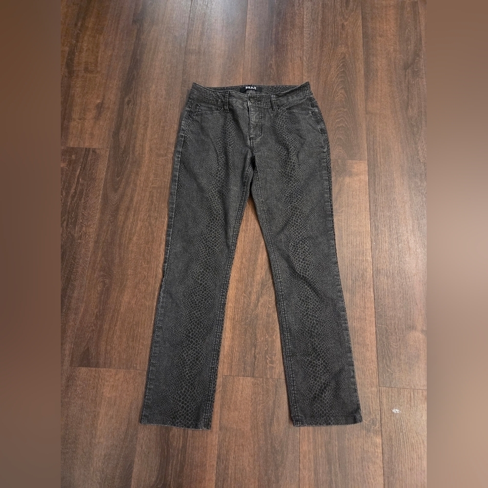Charcoal Cheetah Print Straight Leg Women's Jeans
